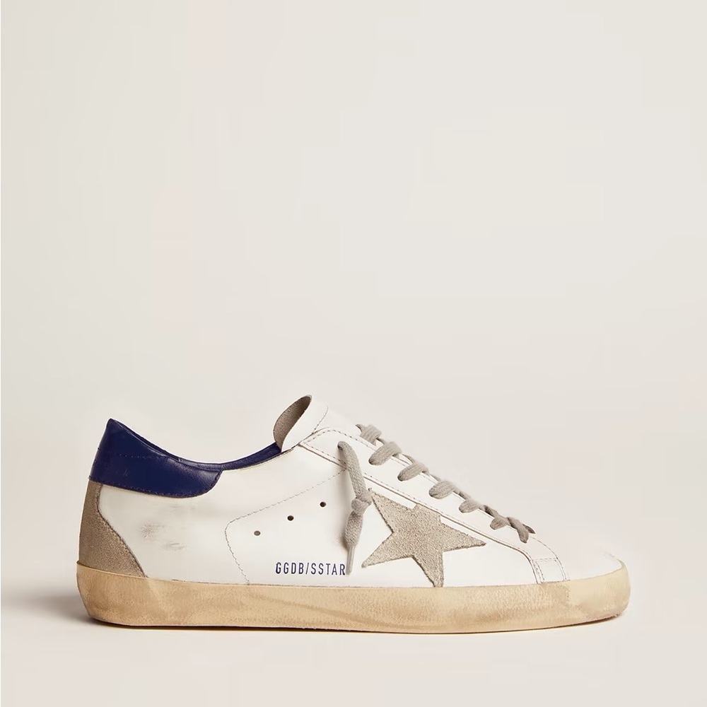 Golden Goose Women's Super-Star with suede star and blue heel tab size 40 - Picture 2 of 14